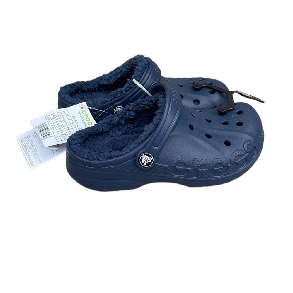 CROCS navy blue fuzzy lined size kids C12 NEW